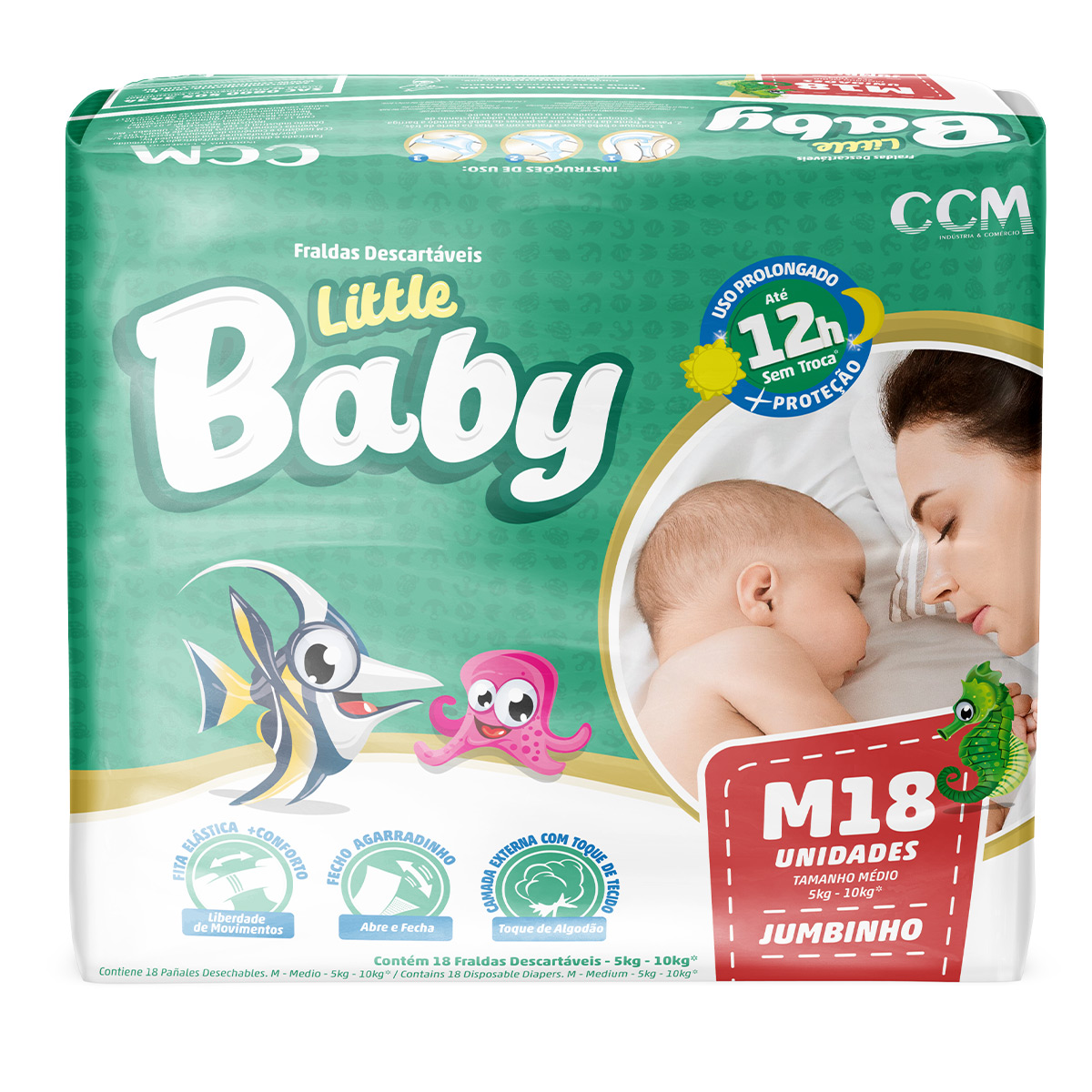 Fralda Descartável Little Baby Jumbinho M - 18 Unidades